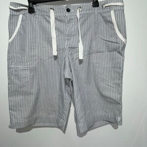 Weatherproof Women's Black White Stripe Tie Waist Capri Pants Size 14